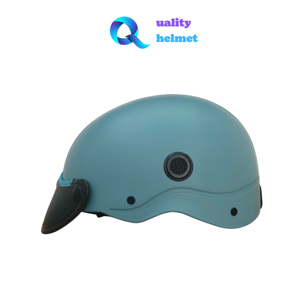 Mũ bảo hiểm nón sơn nửa đầu 1/2 cao cấp màu xanh có lỗ thông gió hàng chính hãng