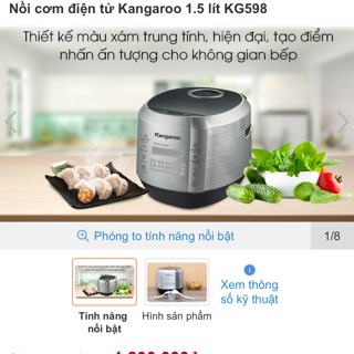 Nồi cơm điện tử Kangaroo 1.5 lít KG598 NEW chính hãng