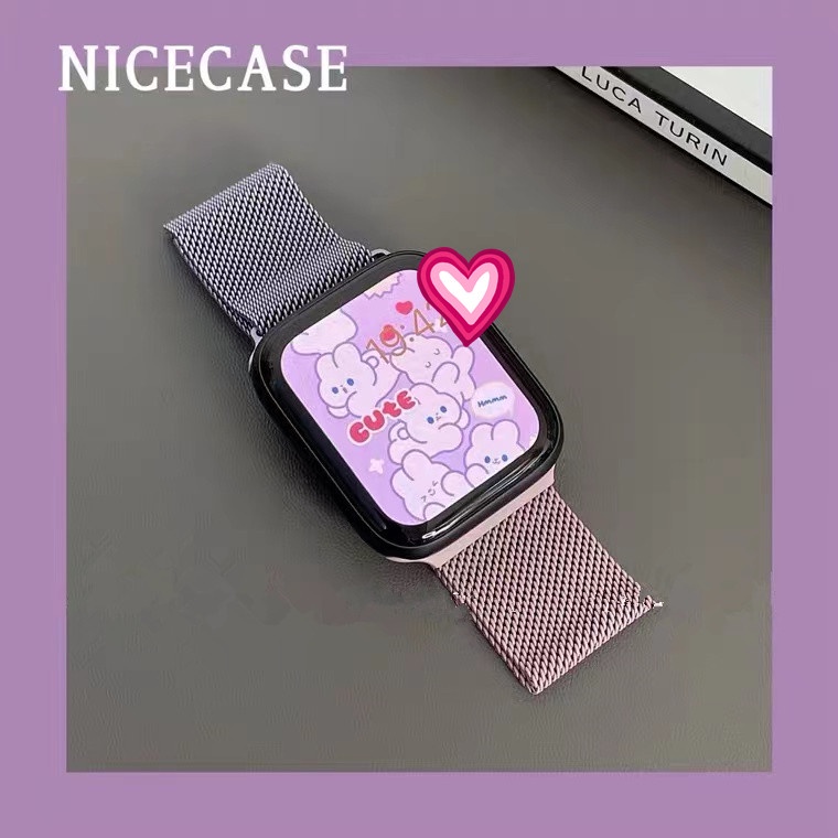 Dây Đeo Nam Châm Bằng Thép Không Gỉ 44mm 40mm 45mm 41mm 42mm 38mm Cho iWatch serie 3 4 5 6 se 7