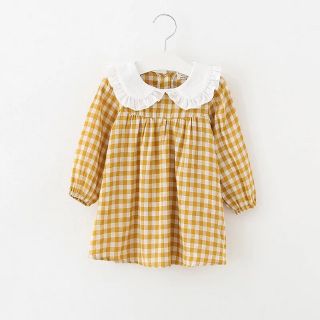 Váy sọc caro cổ bèo cho bé