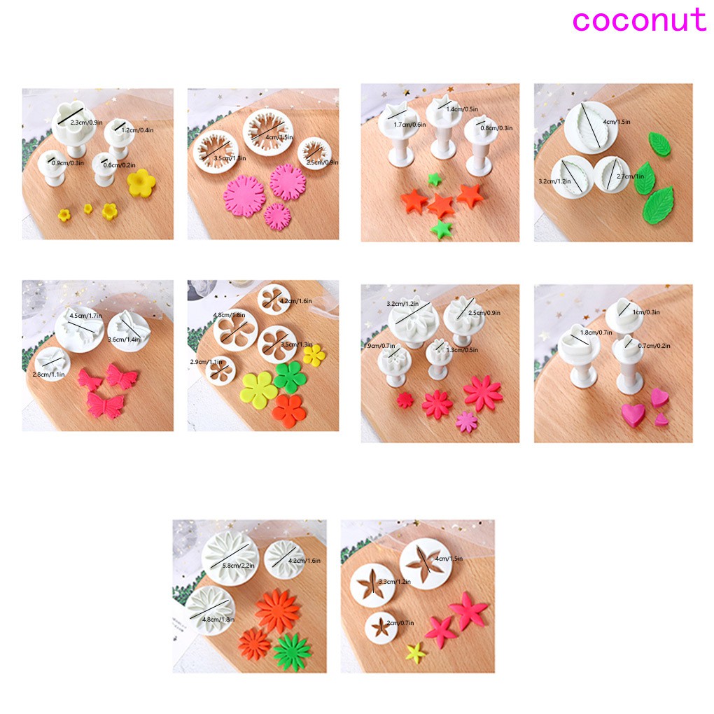 Bộ 33 khuôn tạo hình hoa trang trí bánh DIY bằng nhựa cấp thực phẩm