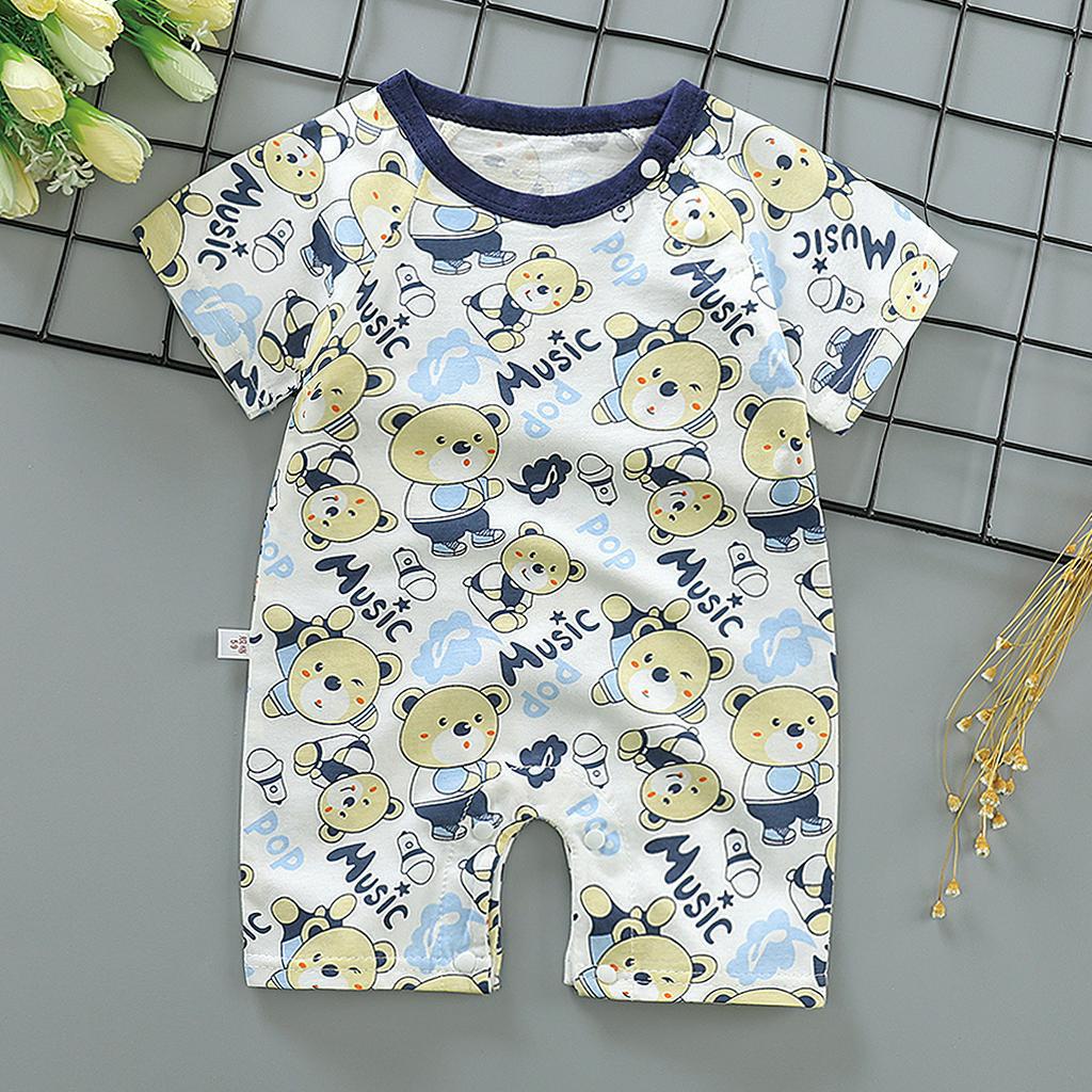 Áo liền quần ngắn tay in họa tiết dễ thương dành cho trẻ sơ sinh
