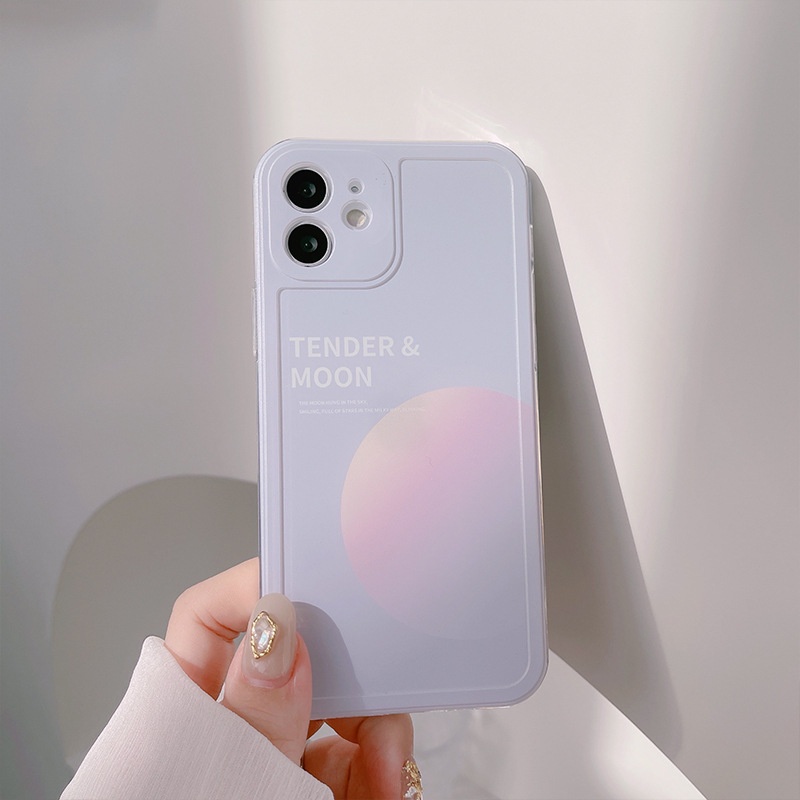 Ốp Điện Thoại Tpu In Hình Mặt Trăng Màu Tím Nhạt Cho iphone 15 14 13 12 mini 11 pro max x xs xr 8 7 plus