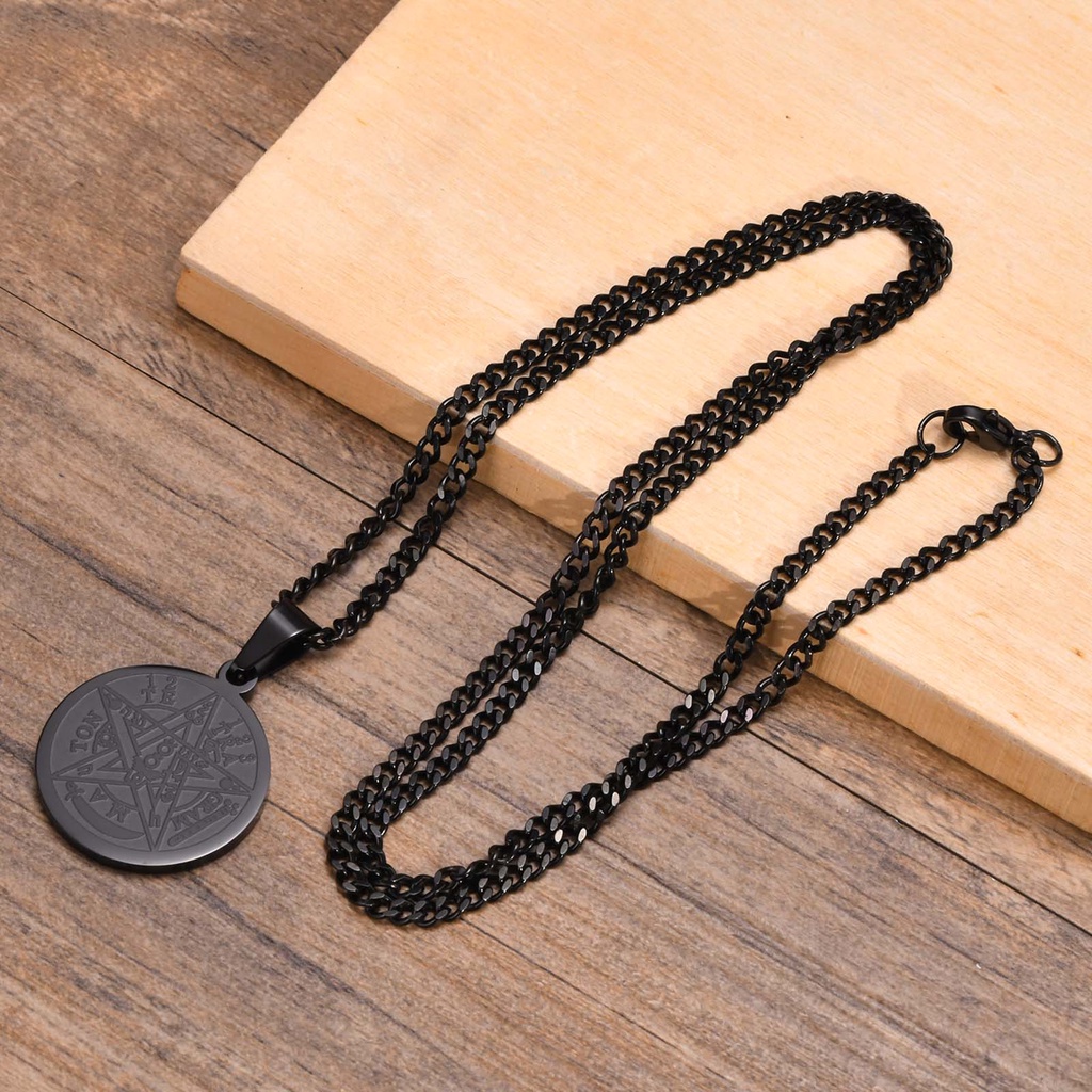 Dây chuyền VNOX thép không gỉ mặt ngôi sao ma thuật phong cách punk Solomon Pentagram Talisman cho nam và nữ