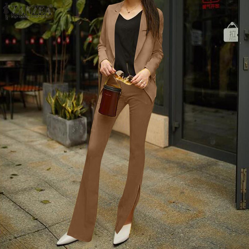 Set áo khoác blazer + quần dài ZANZEA phong cách thời trang cho nữ
