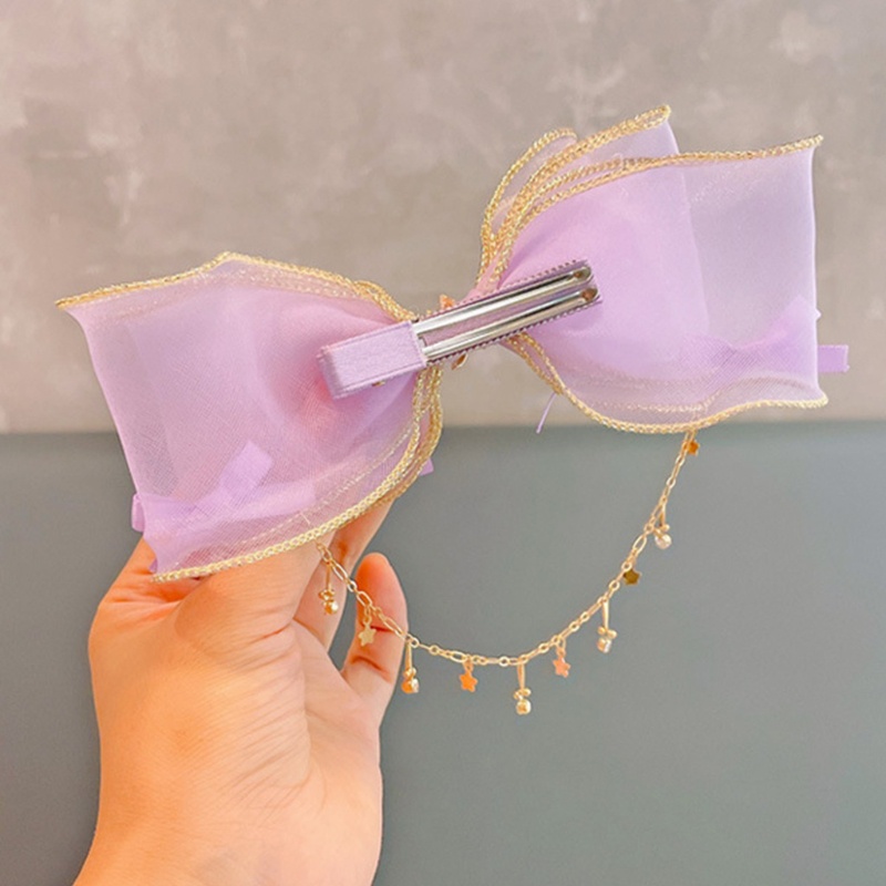 Kẹp Tóc Hình Nơ Bằng Vải Organza Thanh Lịch