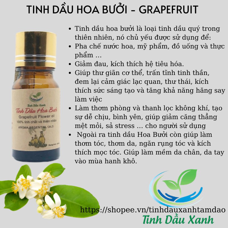 Tinh Dầu Xịt Phòng, Xịt Ôtô Hoa Nhài Tinh Dầu Xanh Nguyên Chất 100ml