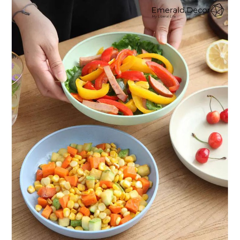 Đĩa nhựa lúa mạch tròn to 20cm, đĩa đựng thức ăn rộng tròn gọn nhẹ | BigBuy360 - bigbuy360.vn