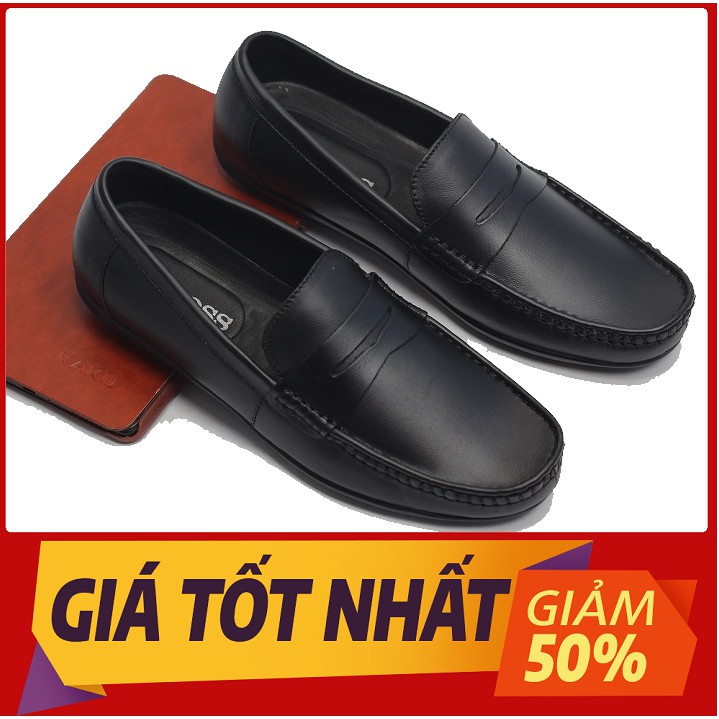 Giày Lười Nam Da Bò Cao Cấp Size 38 đến 43 Đế Cao Su Đã Khâu Chắc Chắn (HÀNG HỘP)