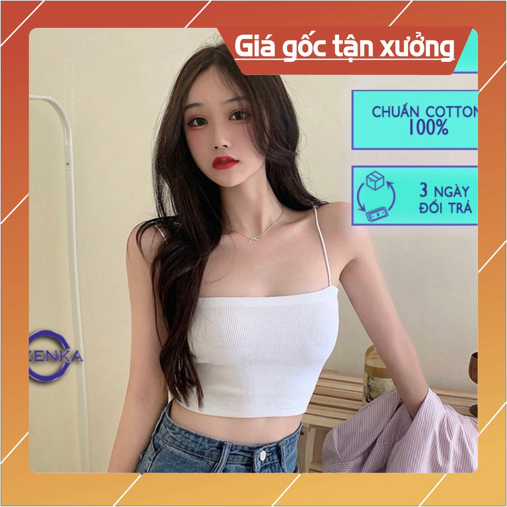 Áo 2 dây sợi bún/Áo ống croptop thun gân đẹp 100% cotton đen trắng , áo croptop ôm mặc trong siêu mát