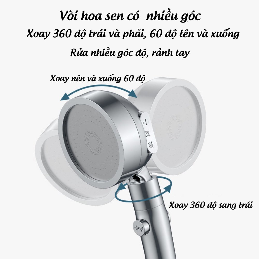 Vòi Hoa Sen Vòi Sen Tăng Áp Tia Nước Mạnh 3 Chế Độ Nước Bằng Inox Không Gỉ LEON OFFICIAL