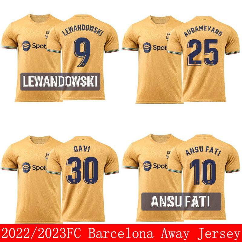 Áo Thun Bóng Đá Unisex Đội Tuyển Barcelona FCB Aubameyang Gavi Fati Lewandowski TH1 HT1 2022-2023