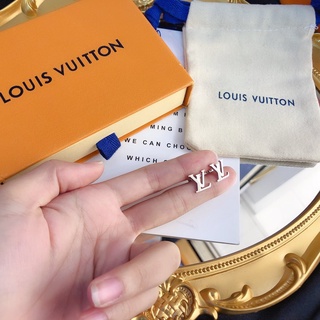 LOUIS VUITTON Khuyên Tai Tròn Bằng Thép Titan In Logo LV Thời Trang