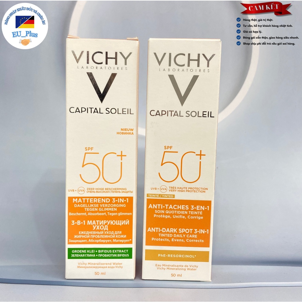 Kem Chống Nắng Vichy Capital Soleil mattifying 3 in 1 SPF 50 – 50ml - da dầu