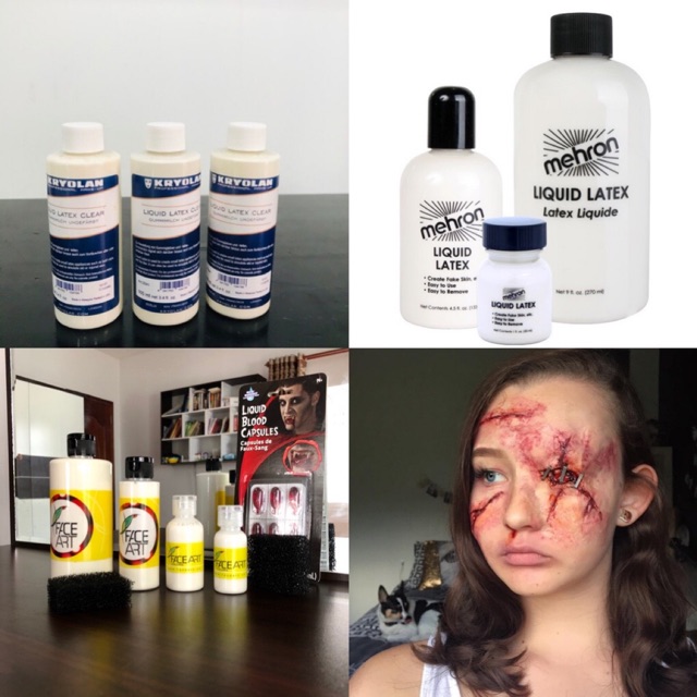 Dụng cụ hoá trang vết thương - LIQUID LATEX - Silicone hoá trang vết chuyên dụng cho Da HALLOWEEN  kryolan - mehron