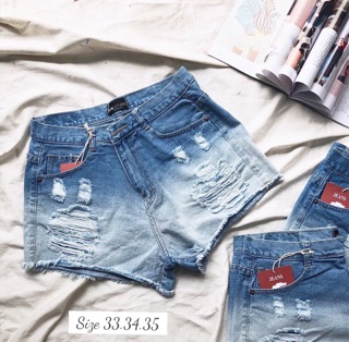 QUẦN SHORTS JEANS NỮ RÁCH