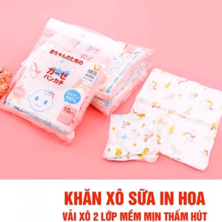 Set 10 khăn xô sữa xuất Nhật in hình cho bé