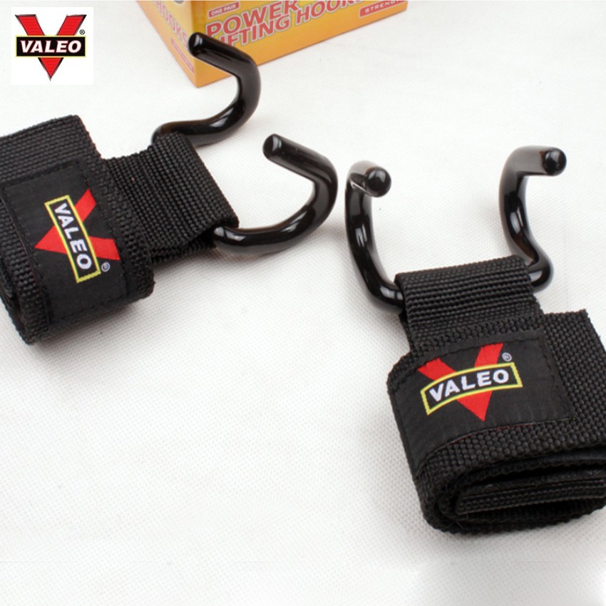 Móc kéo tạ ⚡FREE SHIP⚡ Dây kéo lưng có gắn móc Lifting Straps Chính hãng VALEO Hỗ trợ kéo xà, tập lưng