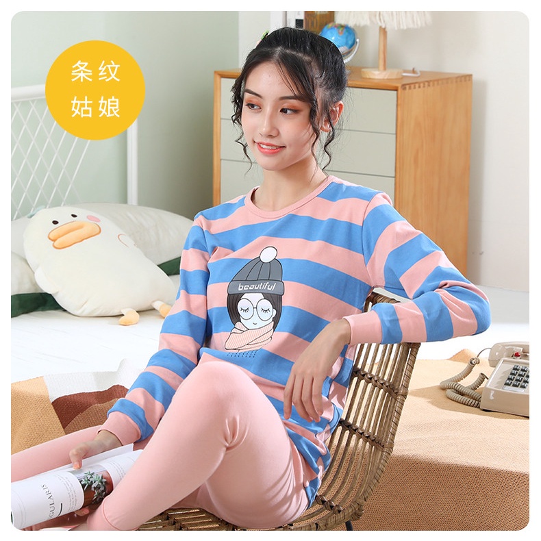 Bộ Đồ Ngủ Tay Dài Chất Liệu Cotton 140cm - 175cm Thời Trang Mùa Xuân Cho Nam Nữ