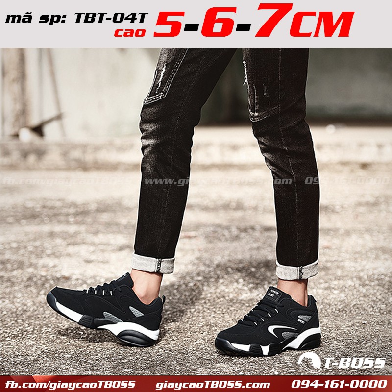 MẪU MỚI 2021 - giày Thể Thao tăng chiều cao nam độn đế 5cm - 6cm - 7cm, TBT-04T - GIÀY CAO T-BOSS