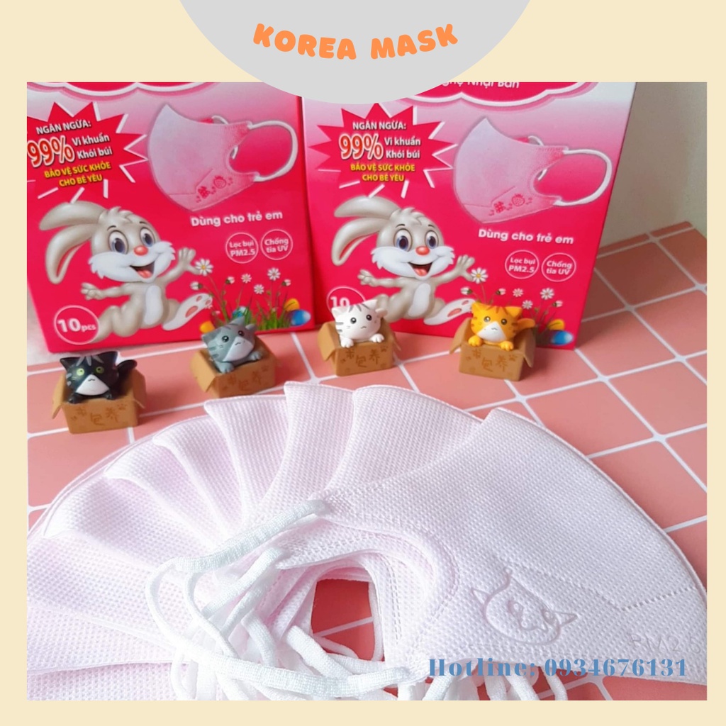 Khẩu trang trẻ em 3D Mask Tulips 4 Lớp kháng khuẩn Hộp 10 Cái cho bé từ 1 đến 6 tuổi