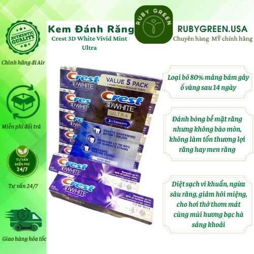 KEM ĐÁNH RĂNG CREST 3D WHITE FLUORIDE ANTICAVITY TOOTHPASTE ARCTIC FRESH