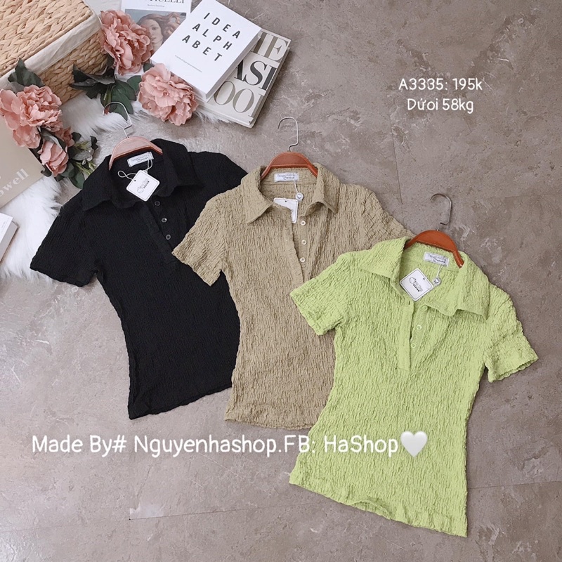 Áo Xốp Nhăn Khuy Cúc Cổ Bẻ | BigBuy360 - bigbuy360.vn