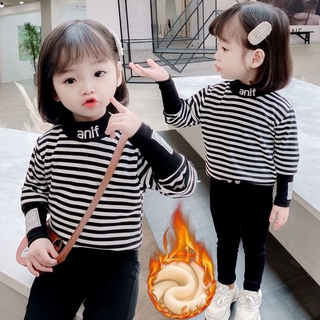 Áo len cổ lọ dài tay sọc ngang thời trang cho bé gái