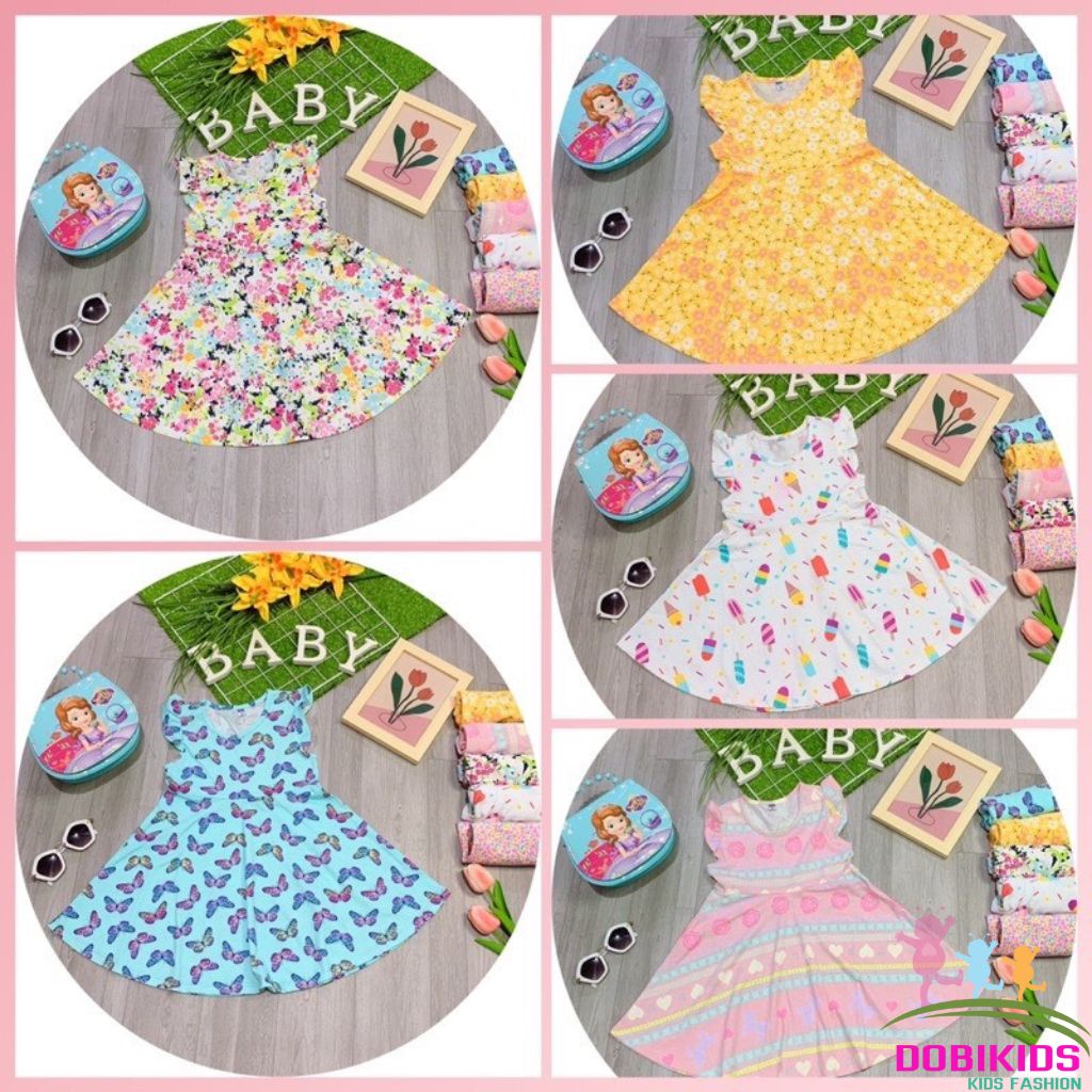 Váy thun bé gái váy đầm cánh tiên thun cotton xuất dư siêu mềm mát xinh xắn cho bé 10-25kg