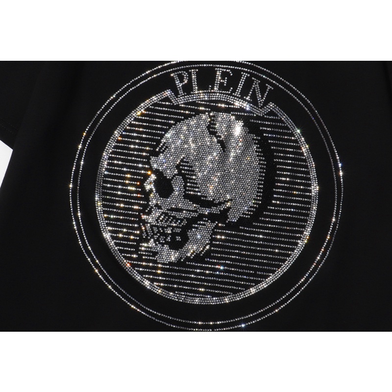 Áo Thun Cotton Tay Ngắn In Họa Tiết Philip PLEIN Thời Trang Unisex