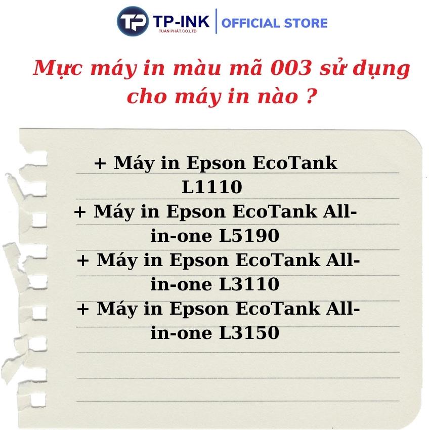 Mực màu ĐEN [RẺ VÔ ĐỊCH] sử dụng cho Epson L1110, L3110, L4150, L6170, ET2700, M970- mã 003 nhập khẩu