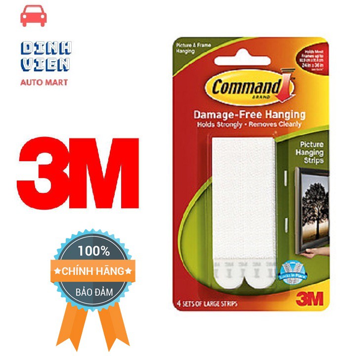 Miếng Dán Treo Tranh Trắng 7.2Kg Vỉ 8 Miếng 17206 Command 3M không cần khoan đục tường tăng mức thẩm mỹ