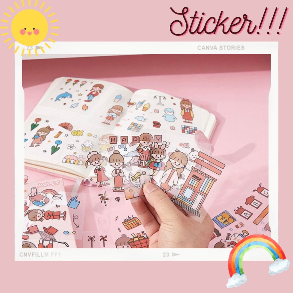 [Quà tặng] Sticker hình dán dễ thương xinh xăn nhiều hoa tiết