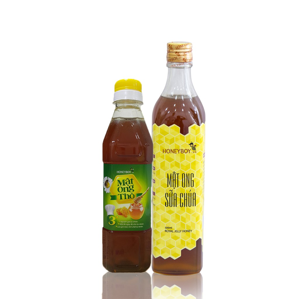 Combo Mật ong thô Honeyboy 400ml và Mật ong sữa chúa Honeyboy 500ml