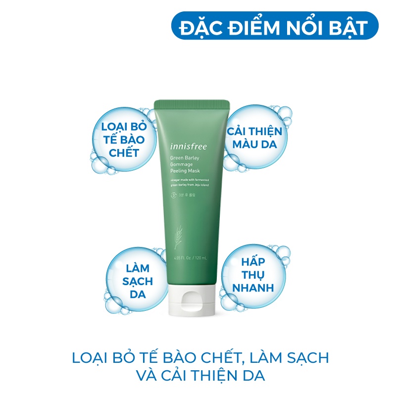 Tẩy Tế Bào Chết - Tẩy Da Chết Chiết Xuất Lúa Mạch Innisfree Green Barley Gommage Peeling Mask 120ml