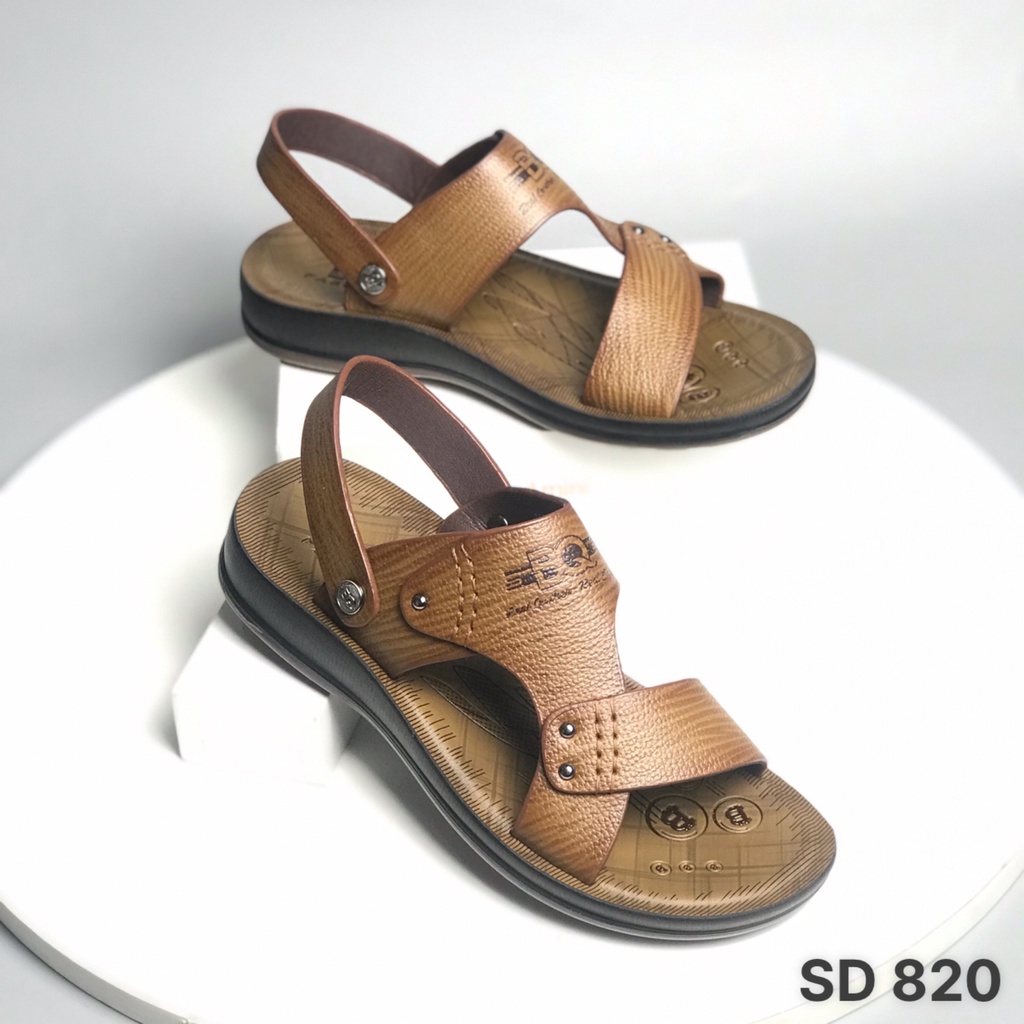 Sandal nam BQ ❤️FREESHIP❤️ Dép quai hậu trung niên da bò quai lật SD820