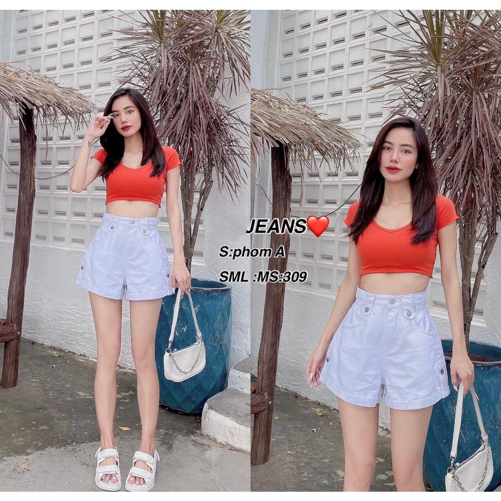 Quần sọt jean nữ lưng kiểu lât lai ảnh mẫu chụp thật