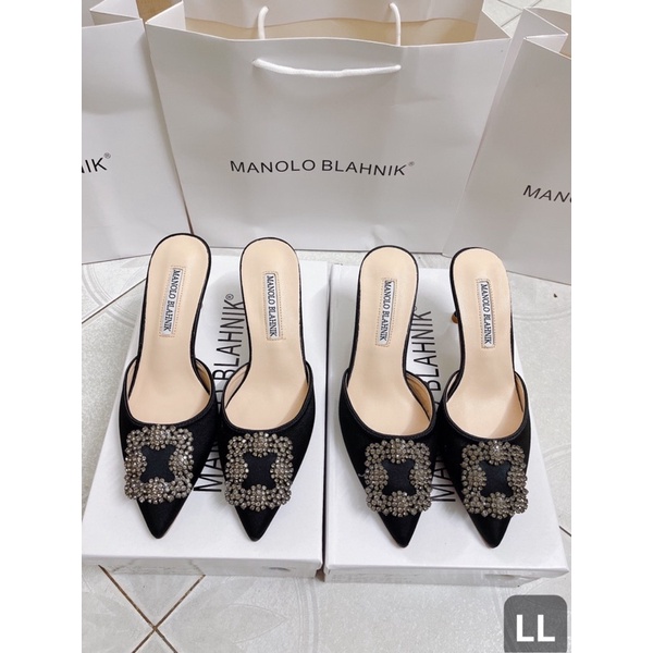 Sục lụa mũi nhọn Manolo hàng hộp cứng túi