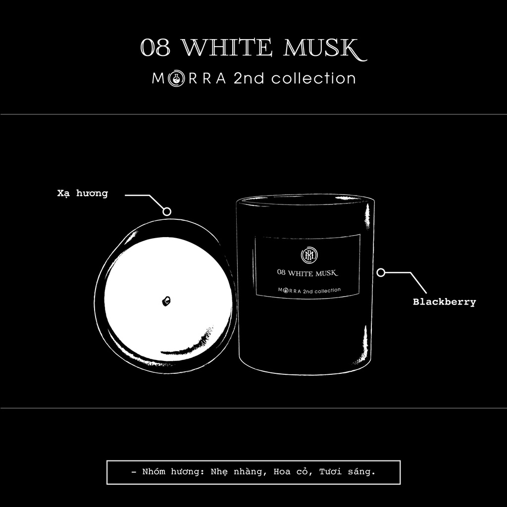 Nến thơm Morra 08 White Musk 200g