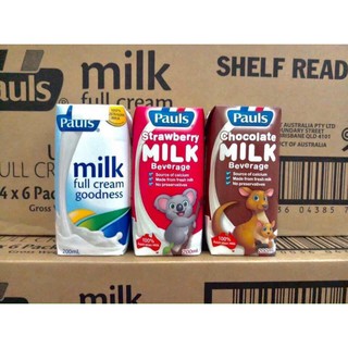Sữa tươi Pauls milk các vị Dâu, Socola, nguyên kem (thùng 24 hộp)