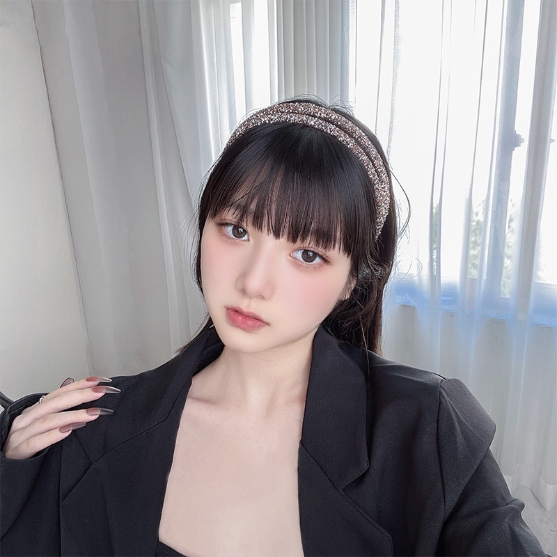 Băng Đô Mỏng Đính Đá Toàn Diện Đơn Giản Cá Tính Phong Cách Hàn Quốc