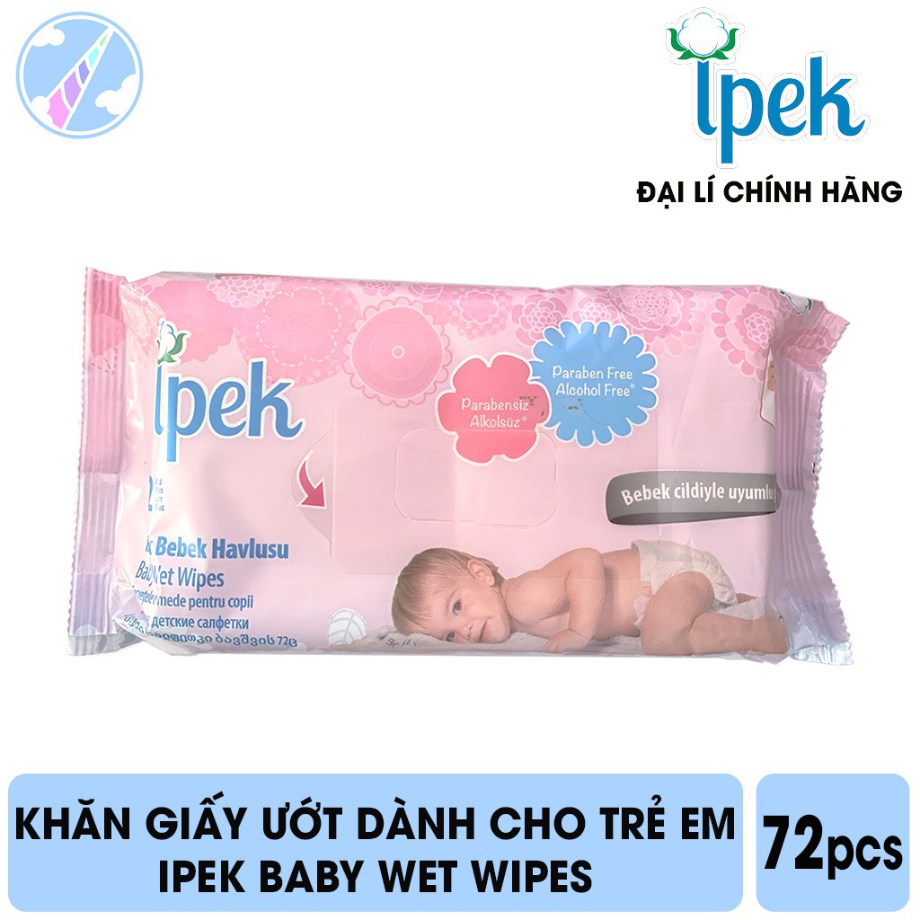 Khăn ướt trẻ em không cồn Ipek 72 miếng / 1 gói