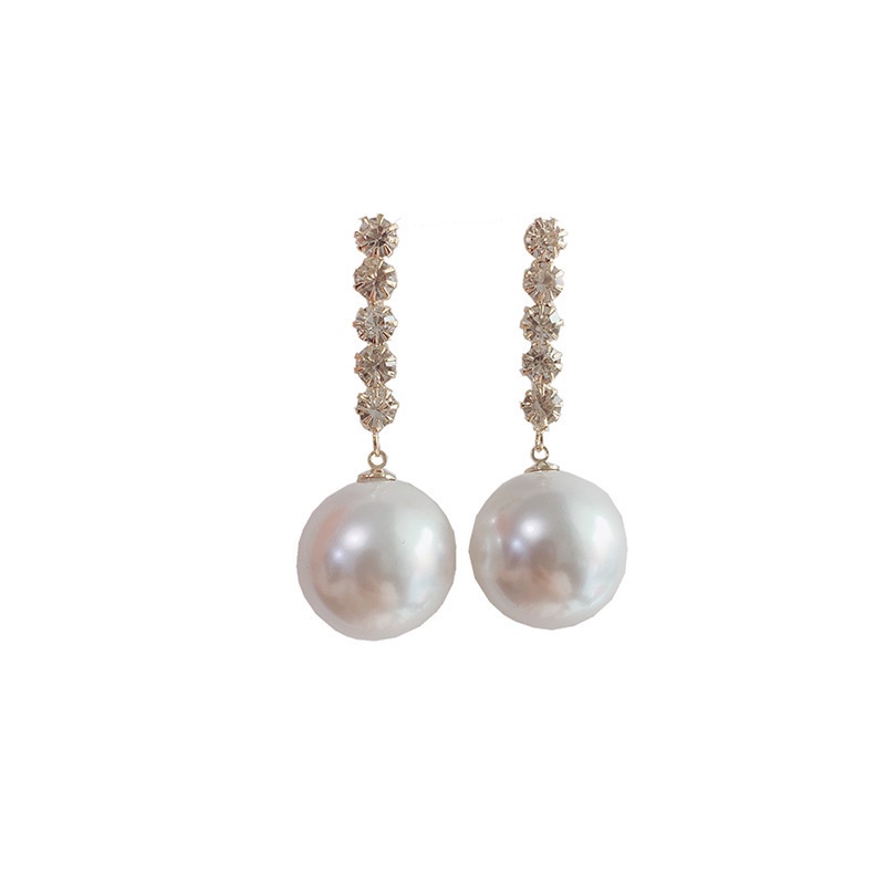 Bông Tai Mạ Bạc 925 Đính Đá Và Ngọc Trai Nhân Tạo Sang Trọng Thời Trang Cho Nữ