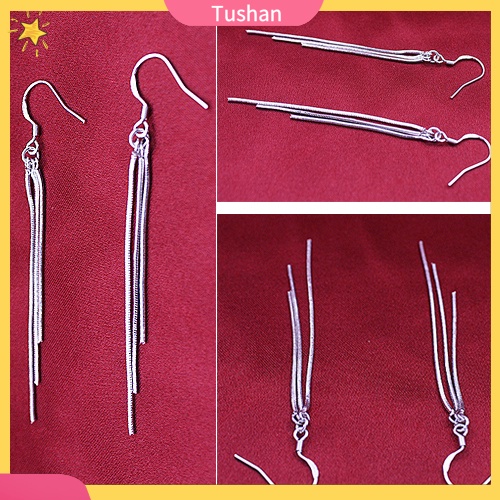 Bông Tai Mạ Bạc Tua Rua Dáng Ôm Thời Trang Cho Nữ