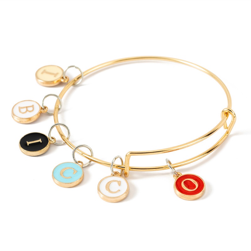 1 Mặt Dây Chuyền Hình Chữ Cái Đầu Tròn Tráng Men Trắng 12*15mm