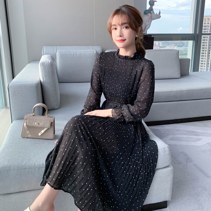 Váy bầu thời trang suông xếp li dáng dài