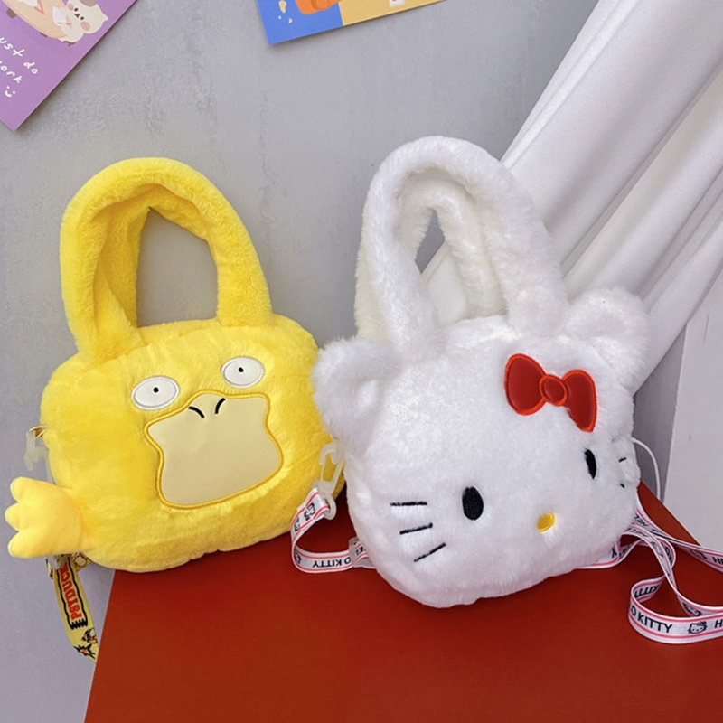 Túi Đeo Chéo Nhỏ Bằng Vải Bông Họa Tiết Hoạt Hình Dễ Thương Có Thể Điều Chỉnh Cho Bé Gái