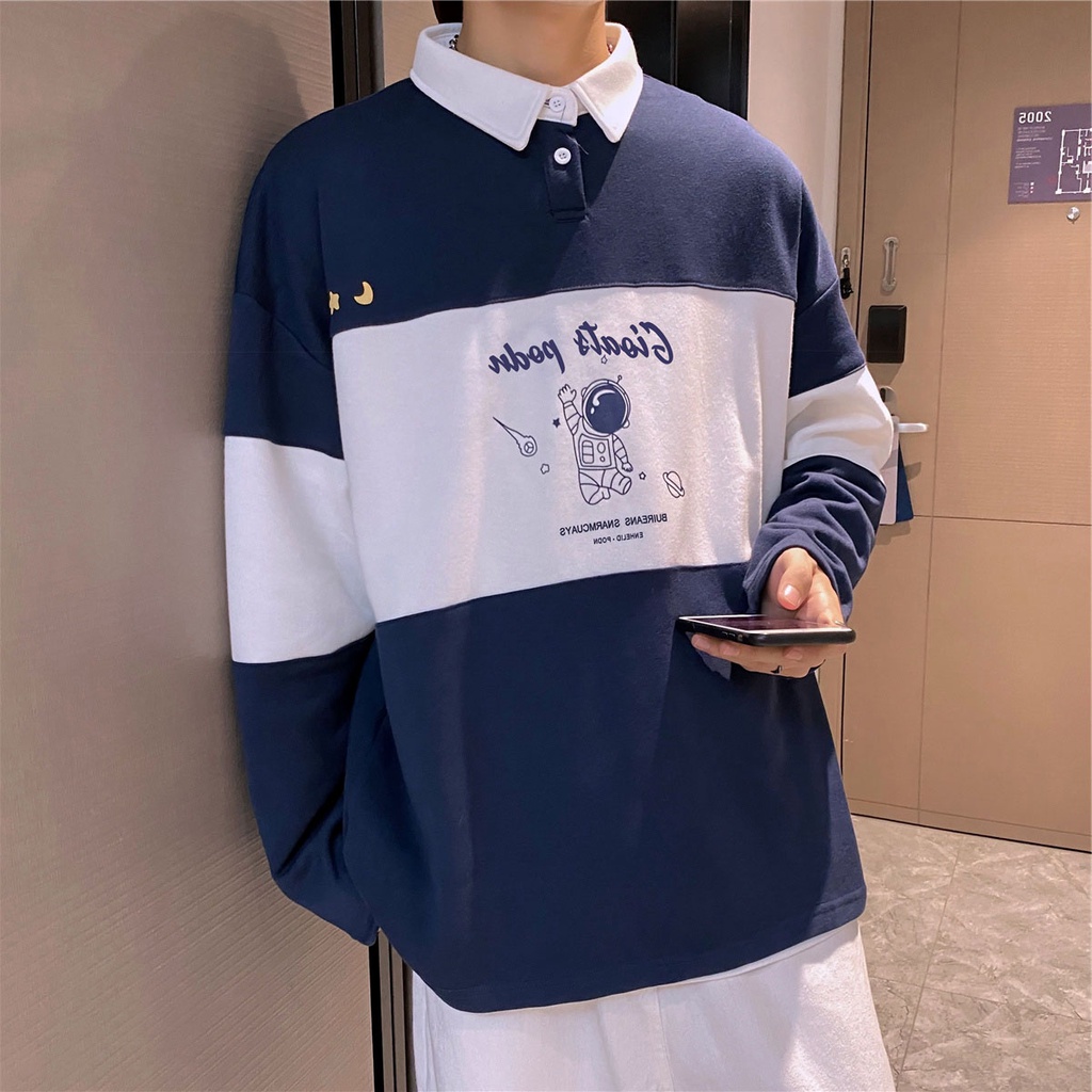 Áo polo sweater unisex in hình NASA - Áo thun dài tay nam nữ fom rộng chất vải Cotton, phong cách Ulzzang - MonlyShop785