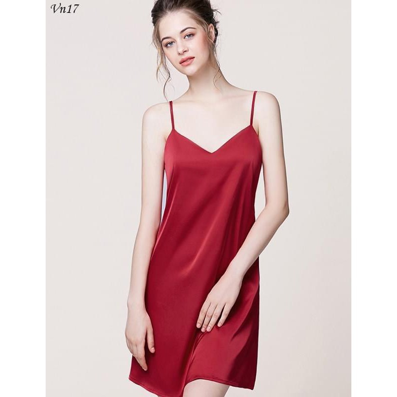 VN17-Váy ngủ lụa, đầm ngủ 2 dây cao cấp - chất lụa hàn loại 1 chất mát - mềm mịn - không nhăn | BigBuy360 - bigbuy360.vn