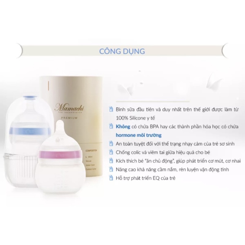 Thanh lý bình sữa Mamachi 160ml 100% silicone y tế chính hãng Hàn Quốc